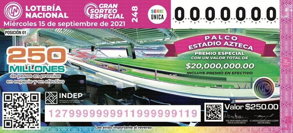Presentan Cachito de la Lotería para el sorteo del 15 de Septiembre.