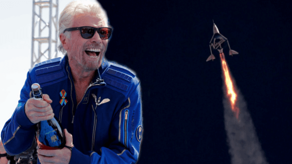 Richard Branson realiza el primer vuelo turístico al espacio