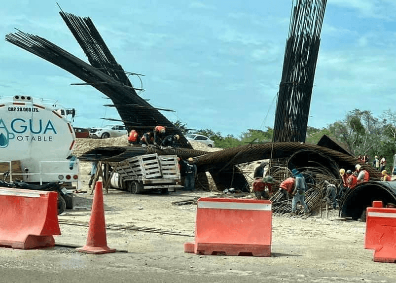 Colapsan estructuras en obras del Tren Maya en Chetumal