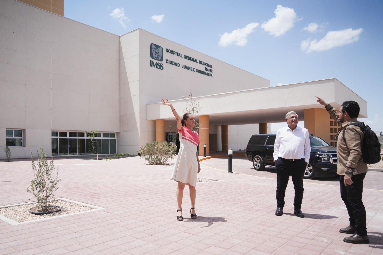 Sheinbaum y AMLO supervisan Hospital del IMSS en la frontera