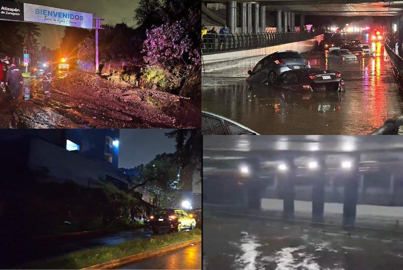 Caos y afectaciones en el Edomex por fuertes lluvias