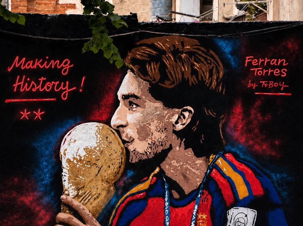 Vandalizan mural de Ferran Torres tras conquistar el Mundial