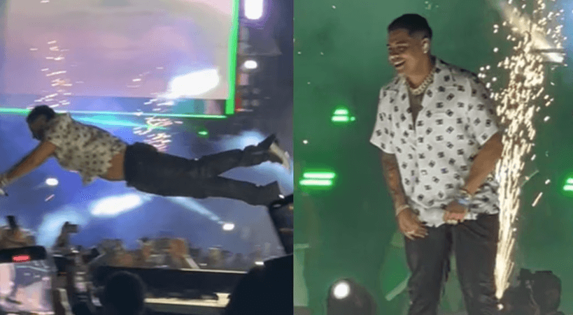 Eduin Caz se lanza al público y nadie lo cachó